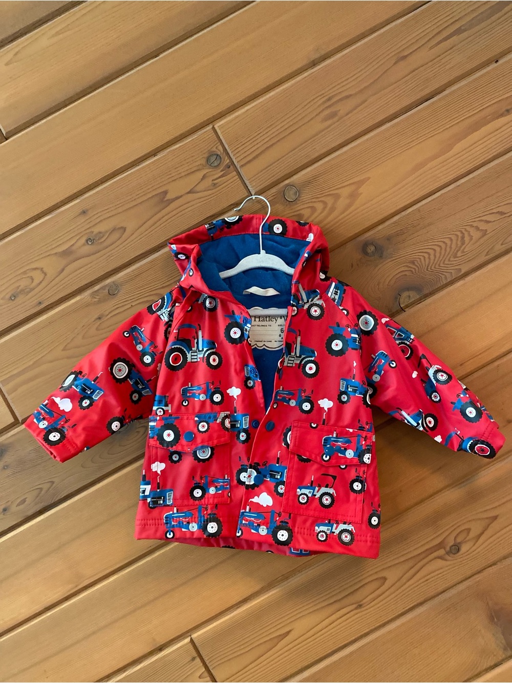 Hatley Red Tractor Print Raincoat with Hood